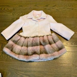 Helena girls faux fur and wool coat.  Size 3. Warm and chic!